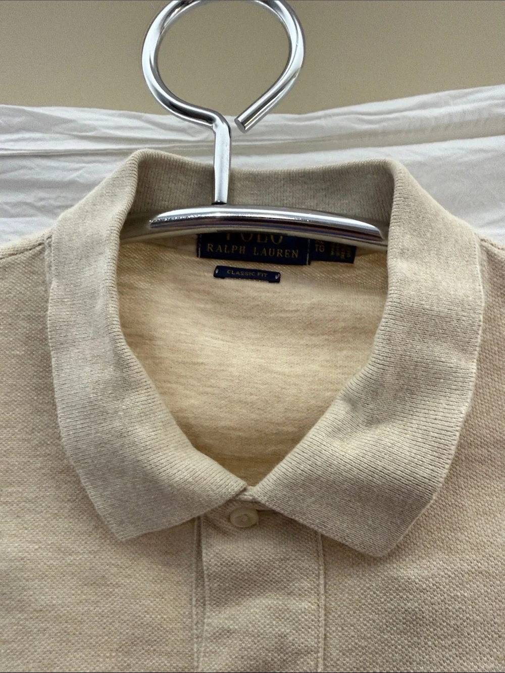 Ralph Lauren Beige Polo Shirt with Navy Pony